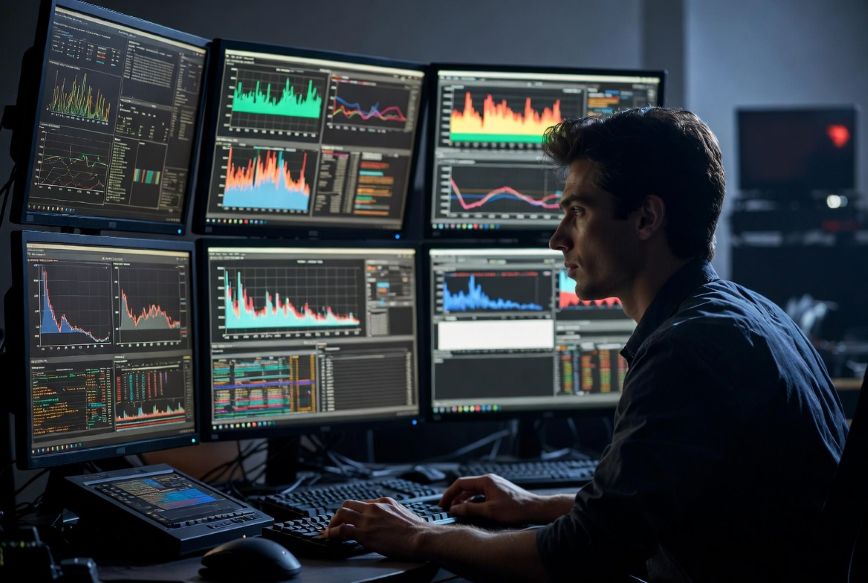 cybersecurity analyst viewing IPTV traffic patterns